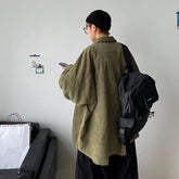 Hearujoy Green Men's Corduroy Long Sleeve Shirts Spring Autumn Korean Top Fashion Casual Vintage Loose Shirt Male Clothing Oversized 3Xl